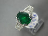 ESTATE 2.18CT DIAMOND & AAA EMERALD 14K WHITE GOLD OVAL FILIGREE ENGAGEMENT RING