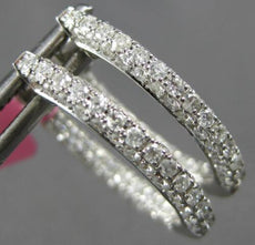 1.68CT DIAMOND 18KT WHITE GOLD INSIDE OUT MULTI ROW OVAL HUGGIE HANGING EARRINGS