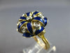 ANTIQUE LARGE .18CT OLD MINE DIAMOND & BLUE ENAMEL 18KT 2 TONE GOLD RING #27709