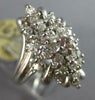 LARGE 1.26CT DIAMOND 14KT WHITE GOLD CLASSIC CLUSTER FLORAL CRISS CROSS FUN RING