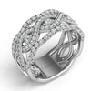 ESTATE LARGE .83CT DIAMOND 14KT WHITE GOLD 3D CLASSIC MULTI ROW ETOILE FUN RING