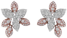 1.51CT DIAMOND 14KT ROSE & WHITE GOLD 3D MULTI LEAF FLOWER FUN HANGING EARRINGS