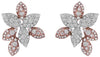 1.51CT DIAMOND 14KT ROSE & WHITE GOLD 3D MULTI LEAF FLOWER FUN HANGING EARRINGS