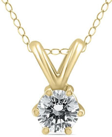 .30CT DIAMOND 14KT YELLOW GOLD CLASSIC ROUND SOLITAIRE 6 PRONG FLOATING PENDANT