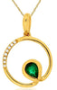 .31CT DIAMOND & AAA EMERALD 14KT YELLOW GOLD PEAR SHAPE & ROUND ETOILE PENDANT