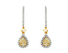 1.05CT WHITE & FANCY YELLOW DIAMOND 14KT 2 TONE GOLD CLUSTER TEAR DROP EARRINGS