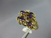 ANTIQUE LARGE 1.59CT DIAMOND & AAA AMETHYST 14KT YELLOW GOLD 3D FLOWER FUN RING