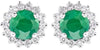 .59CT DIAMOND & AAA EMERALD 14K WHITE GOLD 3D CLASSIC ROUND FLOWER STUD EARRINGS