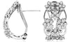 ESTATE WIDE .61CT DIAMOND 14KT WHITE GOLD MULTI FLOWER CLIP ON HANGING EARRINGS