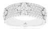 1.22CT DIAMOND 14KT WHITE GOLD 3D ROUND MULTI FLOWER MULTI ROW ANNIVERSARY RING
