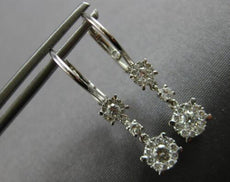 .63CT DIAMOND 14KT WHITE GOLD CLASSIC CLUSTER FLOWER LEVERBACK HANGING EARRINGS
