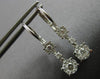 .63CT DIAMOND 14KT WHITE GOLD CLASSIC CLUSTER FLOWER LEVERBACK HANGING EARRINGS