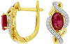 1.23CT DIAMOND & AAA RUBY 14K 2 TONE GOLD OVAL & ROUND FILIGREE HANGING EARRINGS