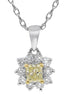 .33CT WHITE & FANCY YELLOW DIAMOND 18KT 2 TONE GOLD CUSHION FLOWER LOVE PENDANT