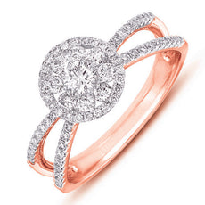 .72CT DIAMOND 14KT ROSE GOLD 3D CLASSIC ROUND FLOWER CRISS CROSS LOVE RING