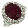 LARGE 7.25CT DIAMOND & AAA RUBY 14KT WHITE GOLD 3D OVAL & ROUND ENGAGEMENT RING