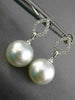 ESTATE .17CT DIAMOND & AAA SOUTH SEA PEARL 14KT WHITE GOLD TEAR HANGING EARRINGS