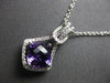 1.92CT DIAMOND & AAA AMETHYST 14KT WHITE GOLD CUSHION & ROUND FLOATING PENDANT