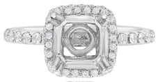 .68CT DIAMOND 18KT WHITE GOLD 3D CLASSIC SQUARE HALO SEMI MOUNT ENGAGEMENT RING