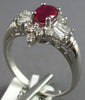1.05CT DIAMOND & AAA RUBY 14KT WHITE GOLD OVAL ROUND & BAGUETTE ENGAGEMENT RING