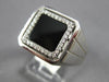 ESTATE .17CT DIAMOND & AAA ONYX 14KT WHITE GOLD 3D CLASSIC SQUARE HALO MENS RING