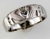 ESTATE .11CT DIAMOND 14KT WHITE GOLD 3D CLASSIC UNISEX CLADDAGH FUN LOVE RING