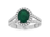 2.32CT DIAMOND & AAA EMERALD 14K WHITE GOLD 3D OVAL & ROUND HALO ENGAGEMENT RING