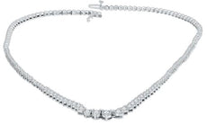 5.0CT DIAMOND 14KT WHITE GOLD 3D ROUND GRADUATING SEMI ETERNITY TENNIS BRACELET