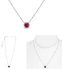 1.36CT DIAMOND & AAA RUBY 18KT WHITE GOLD 3D ROUND & CUSHION HALO LOVE NECKLACE