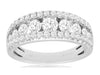 1.50CT DIAMOND 14KT WHITE GOLD 3D CLASSIC ROUND 3 ROW WEDDING ANNIVERSARY RING