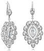ESTATE LARGE 2.03CT DIAMOND 18K WHITE GOLD MULTI LEAF TEAR DROP HANGING EARRINGS