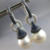 ESTATE LARGE 1.57CT DIAMOND & AAA SAPPHIRE & SOUTH SEA PEARL 18K WHITE GOLD 3D EARRINGS