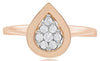 ESTATE .17CT DIAMOND 18KT ROSE GOLD 3D ROUND CLASSIC CLUSTER TEAR DROP LOVE RING