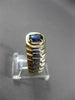 ESTATE .52CT AAA SAPPHIRE 14K WHITE & YELLOW GOLD SOLITAIRE OVAL MENS GYPSY RING