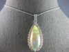 LARGE 8.51CT DIAMOND & AAA AUSTRALIAN OPAL 14KT WHITE GOLD HALO PENDANT #27692