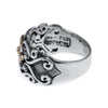 ESTATE .06CT DIAMOND 18KT YELLOW GOLD & 925 SILVER FLOWER STAR FILIGREE FUN RING