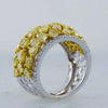 LARGE 5.17CT WHITE & FANCY YELLOW DIAMOND 18KT 2 TONE GOLD 3D ANNIVERSARY RING