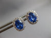 LARGE 2.31CT DIAMOND & AAA CEYLON SAPPHIRE 14KT WHITE GOLD 3D OVAL STUD EARRINGS