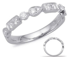 .34CT DIAMOND 14K WHITE GOLD 3D ROUND RECTANGULAR & PEAR SHAPE FILIGREE FUN RING