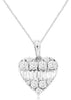 .43CT DIAMOND 14KT WHITE GOLD ROUND & BAGUETTE HEART SHAPE CLUSTER LOVE PENDANT