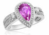 2.97CT DIAMOND & AAA PINK SAPPHIRE 18KT WHITE GOLD 3D PEAR SHAPE ENGAGEMENT RING