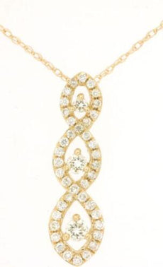 .31CT DIAMOND 14KT YELLOW GOLD 3D 3 STONE GRADUATING INFINITY FLOATING PENDANT