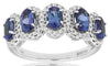 1.35CT DIAMOND & AAA TANZANITE 14K WHITE GOLD OVAL 5 STONE HALO ANNIVERSARY RING