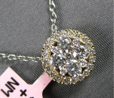 .55CT DIAMOND 14KT YELLOW GOLD 3D ROUND CLUSTER INVISIBLE HALO FLOATING PENDANT