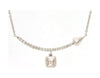 ESTATE .11CT DIAMOND 14KT WHITE GOLD 3D ARROW BAR SQUARE FUN NECKLACE