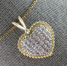 .48CT DIAMOND 14KT 2 TONE GOLD 3D ROUND PAVE HEART LOVE FLOATING PENDANT #27755