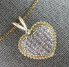 .48CT DIAMOND 14KT 2 TONE GOLD 3D ROUND PAVE HEART LOVE FLOATING PENDANT #27755