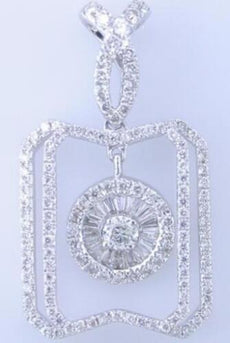 1.15CT DIAMOND 18KT GOLD ROUND & BAGUETTE SQUARE INFINITY LOVE FLOATING PENDANT