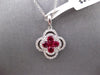 .84CT DIAMOND & AAA RUBY 18KT WHITE GOLD 3D 4 LEAF CLOVER CLASSIC LOVE PENDANT