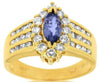 1.50CT DIAMOND & AAA TANZANITE 14KT YELLOW GOLD MARQUISE & ROUND ENGAGEMENT RING